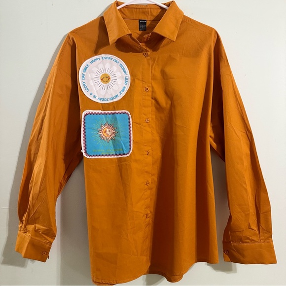 SHEIN Orange long sleeve button up - Picture 6 of 6